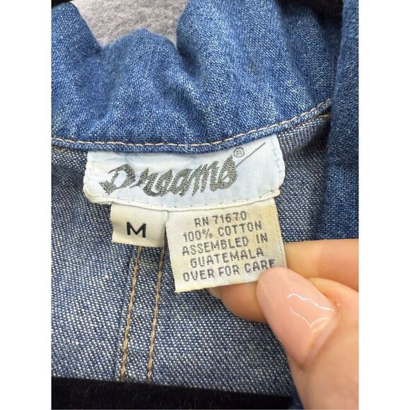 Vintage Dreams Womens Blue Snap Front Embellished Denim Jumpsuit Size Medium - Picture 4 of 12